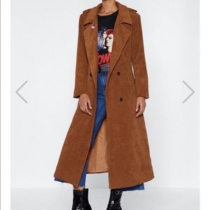 Rust Orange Corduroy Trench Coat